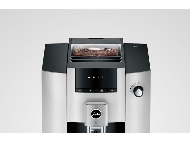JURA Kaffeevollautomat E4 Platin (SA) Zweitassen-Vollautomat für fünf verschiedene Kaffeegetränke