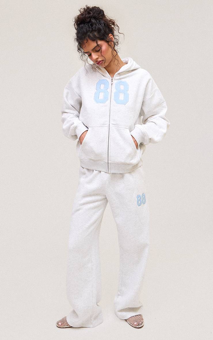 Gris Cendré Jogging Jambes Larges Imprimé 88