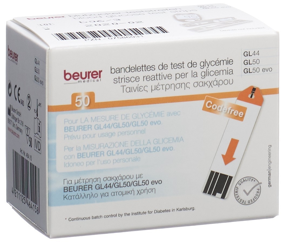 Beurer Teststreifen für GL44 GL50 mmol/L 25 Stk