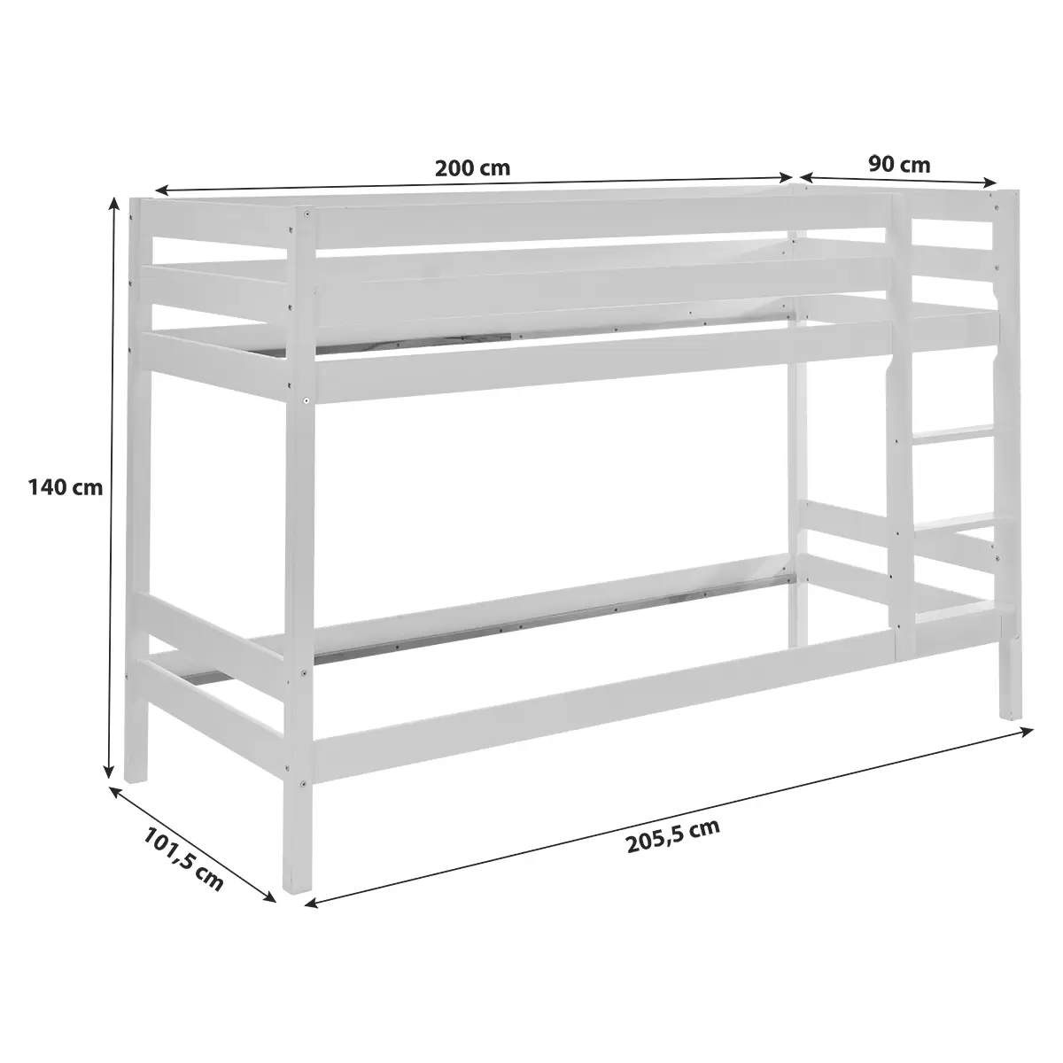 Etagenbett Lupo Best Price 90 x 200 weiss