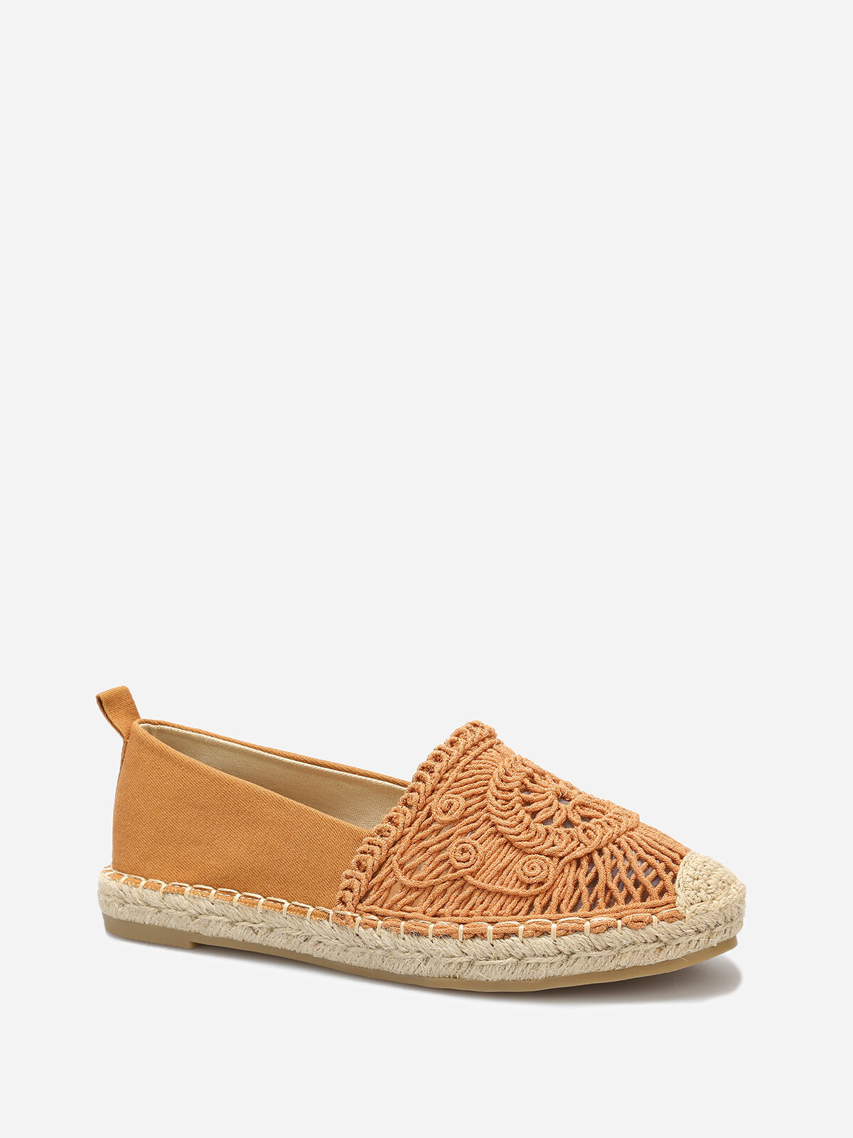Espadrilles en tissu et crochet- Camel
