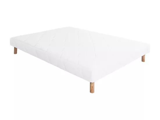 Ensemble Matelas Sublime, 20 cm, mousses haute densité, ferme, face été/hiver + sommier blanc ep 13cm, 140x190cm