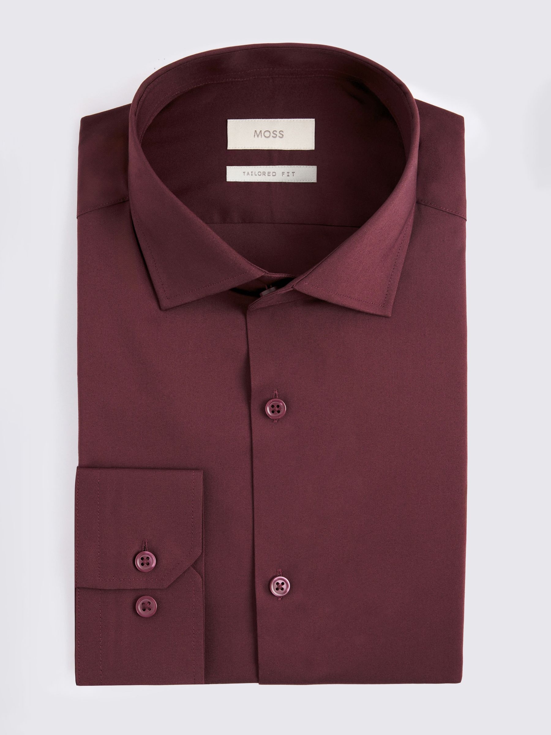 Rood - Moss stretchoverhemd met maatsnit