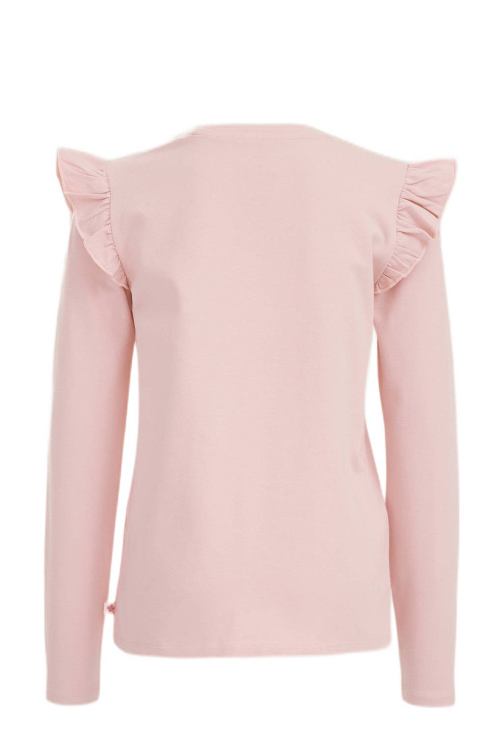 WE Fashion gestreepte longsleeve pink marshmallow
