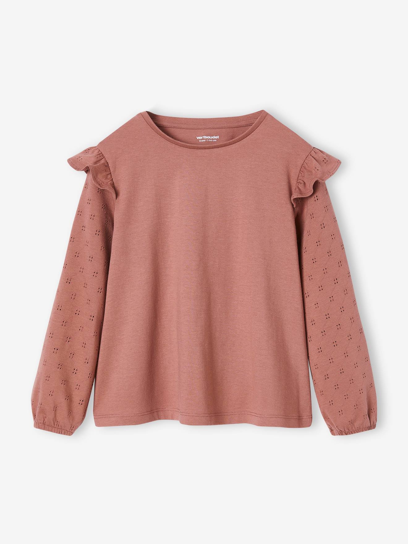 Camiseta infantil de manga comprida com babados