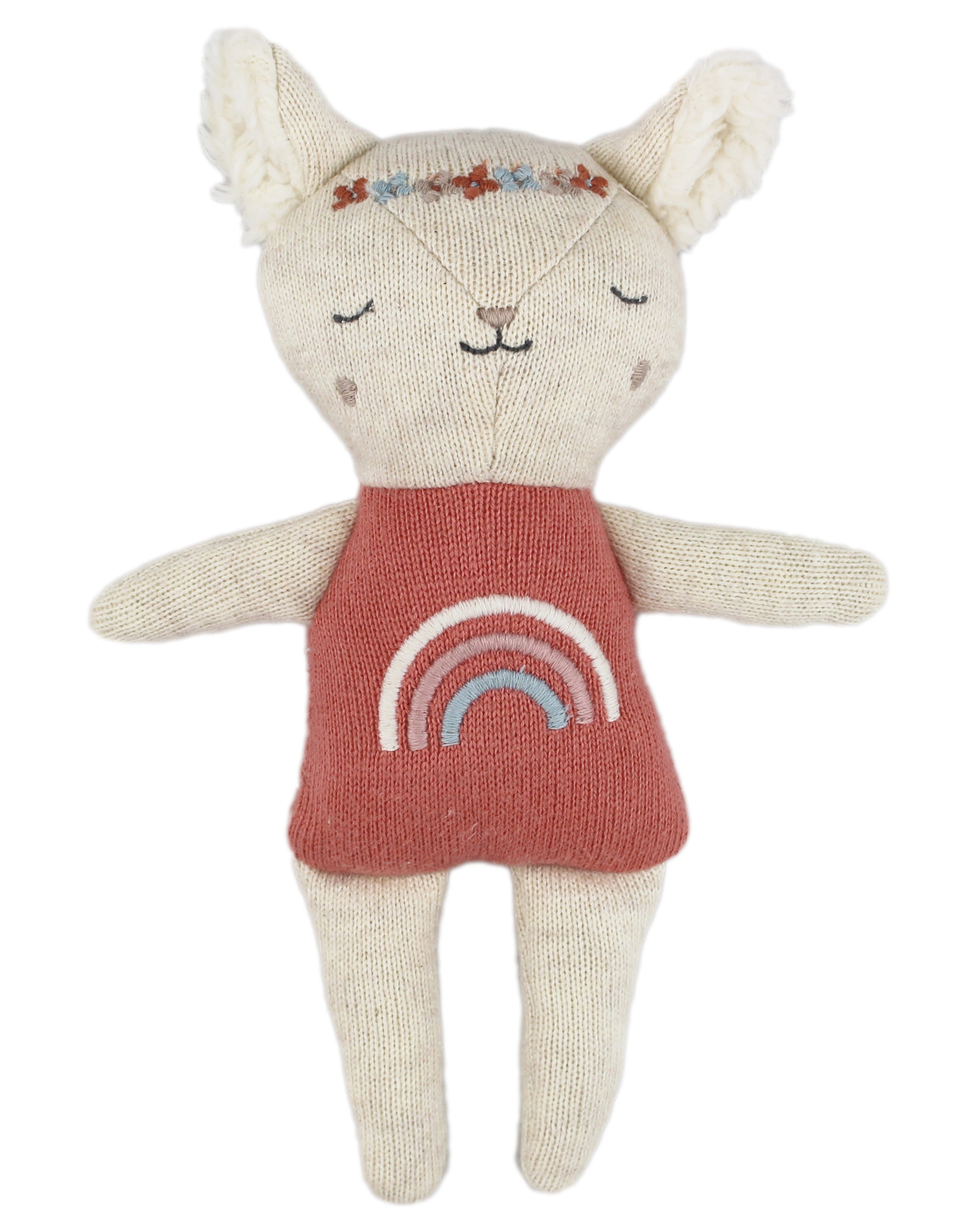 Babyrassel LAMM mit Regenbogenshirt in natur/rose