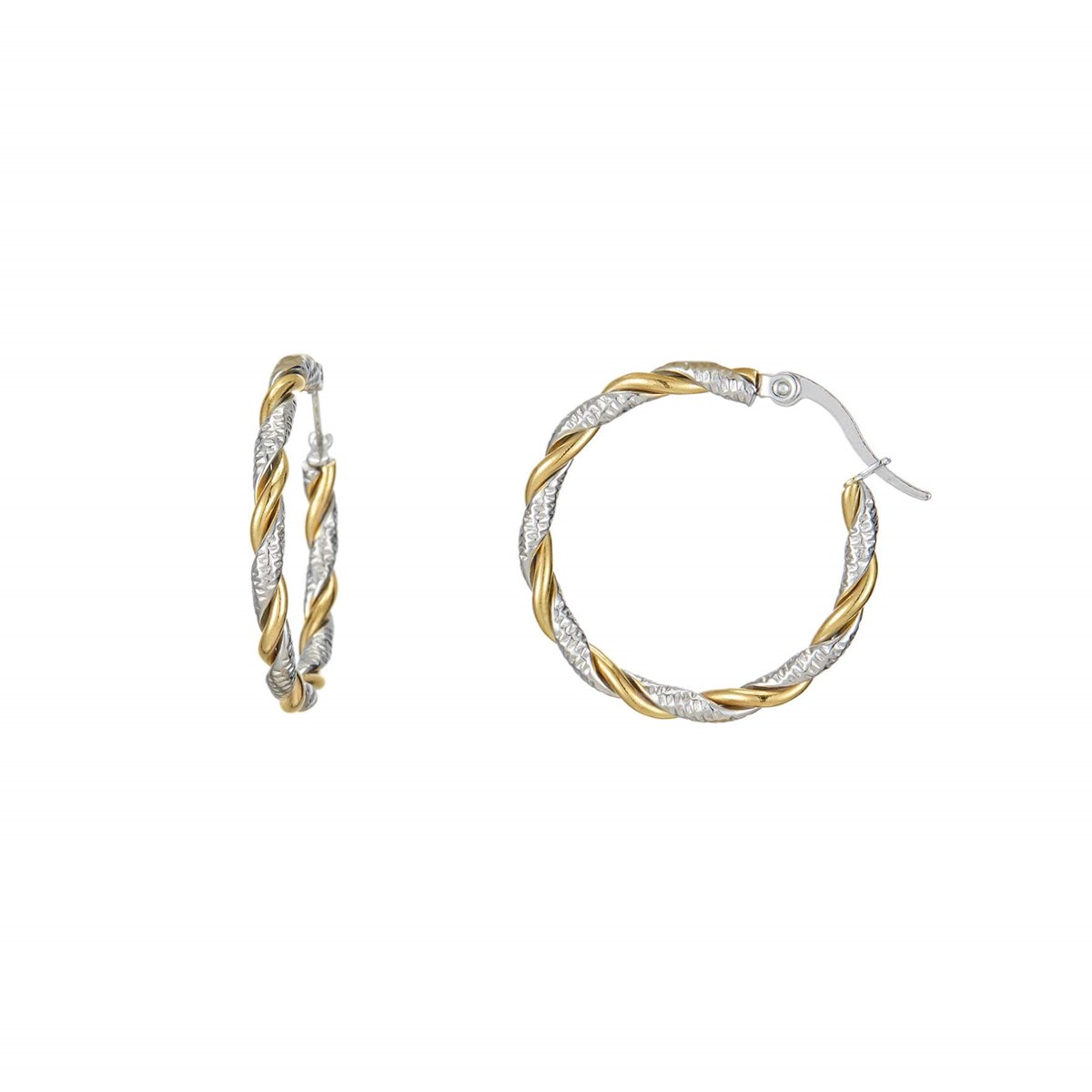 Créoles Andréa acier argenté et doré or