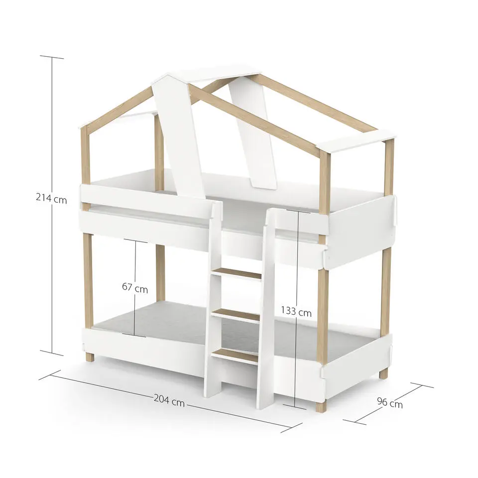 CALICOSY - Stapelbed TIMBER - Wit - 206x200x112,3 cm
