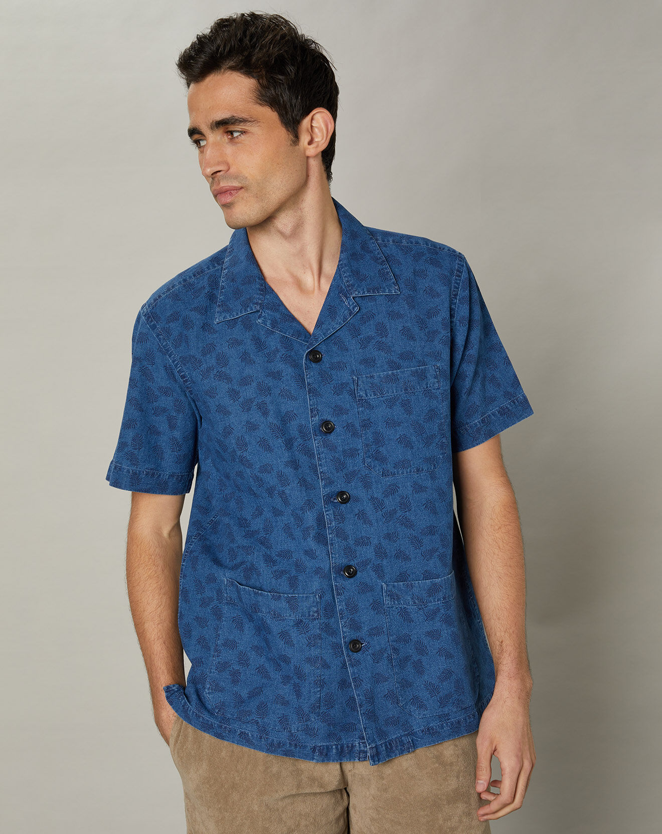 Hartford Chemise regular en Lin & Coton Phil indigo