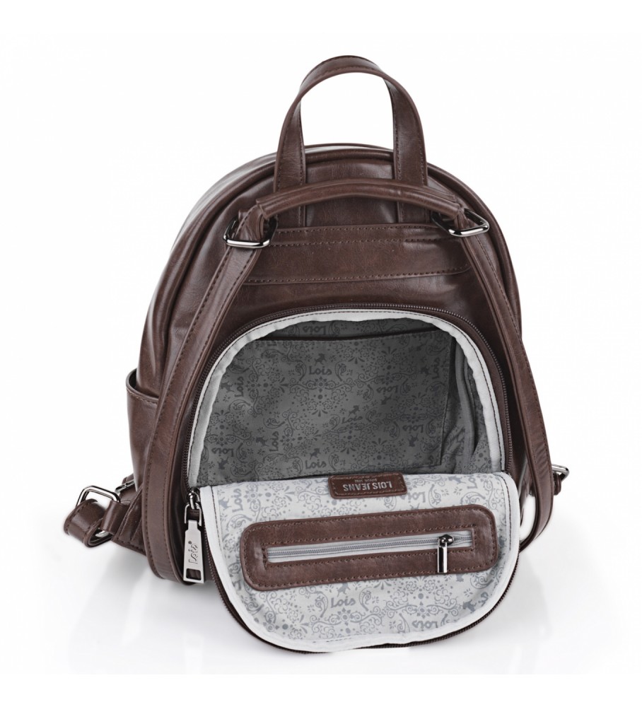 Mochila antifurto Lois marrom - 23x27x11cm -