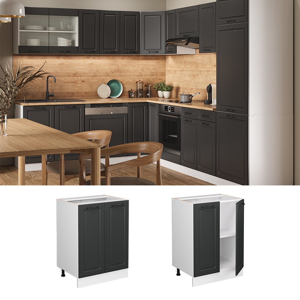 Vicco Unterschrank Küchenschrank Küchenzeile Landhaus R-Line 60 cm Weiß-Anthrazit