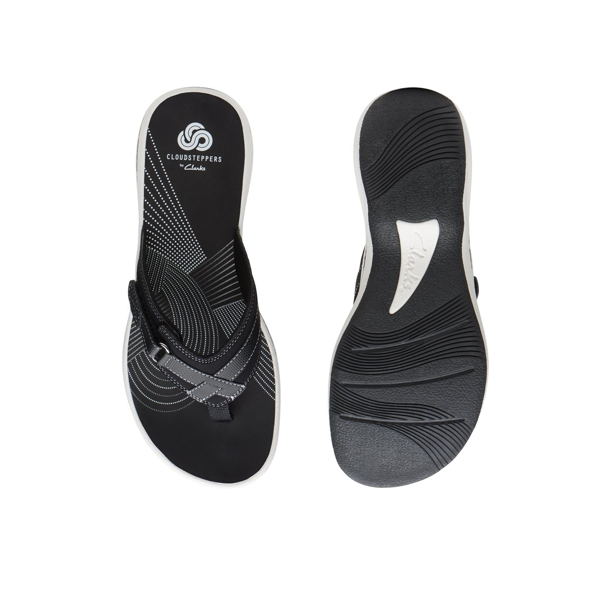 CLARKS-Breeze sea 1-Tongs sandales à talon plat - Talon plat - Noir
