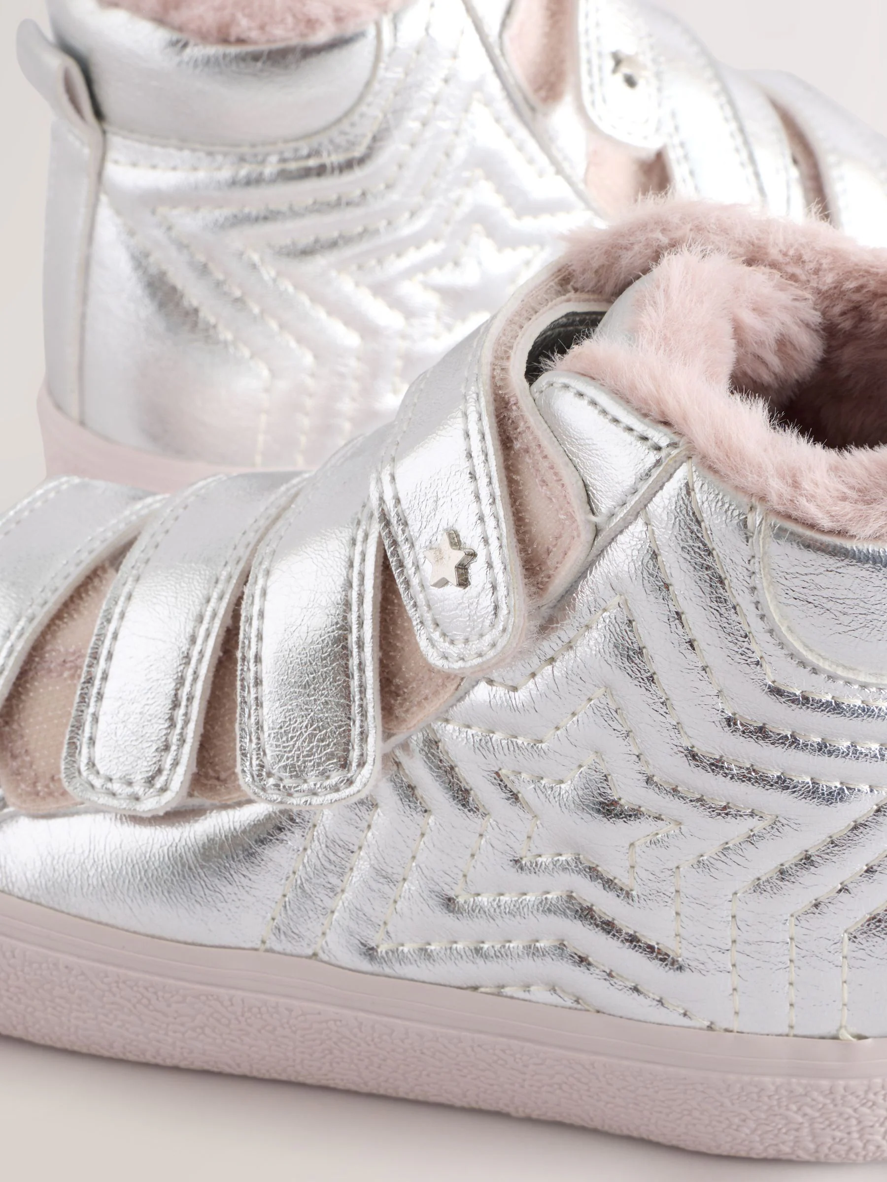 Zilver - Touch and Close Fastening High Top Trainers
