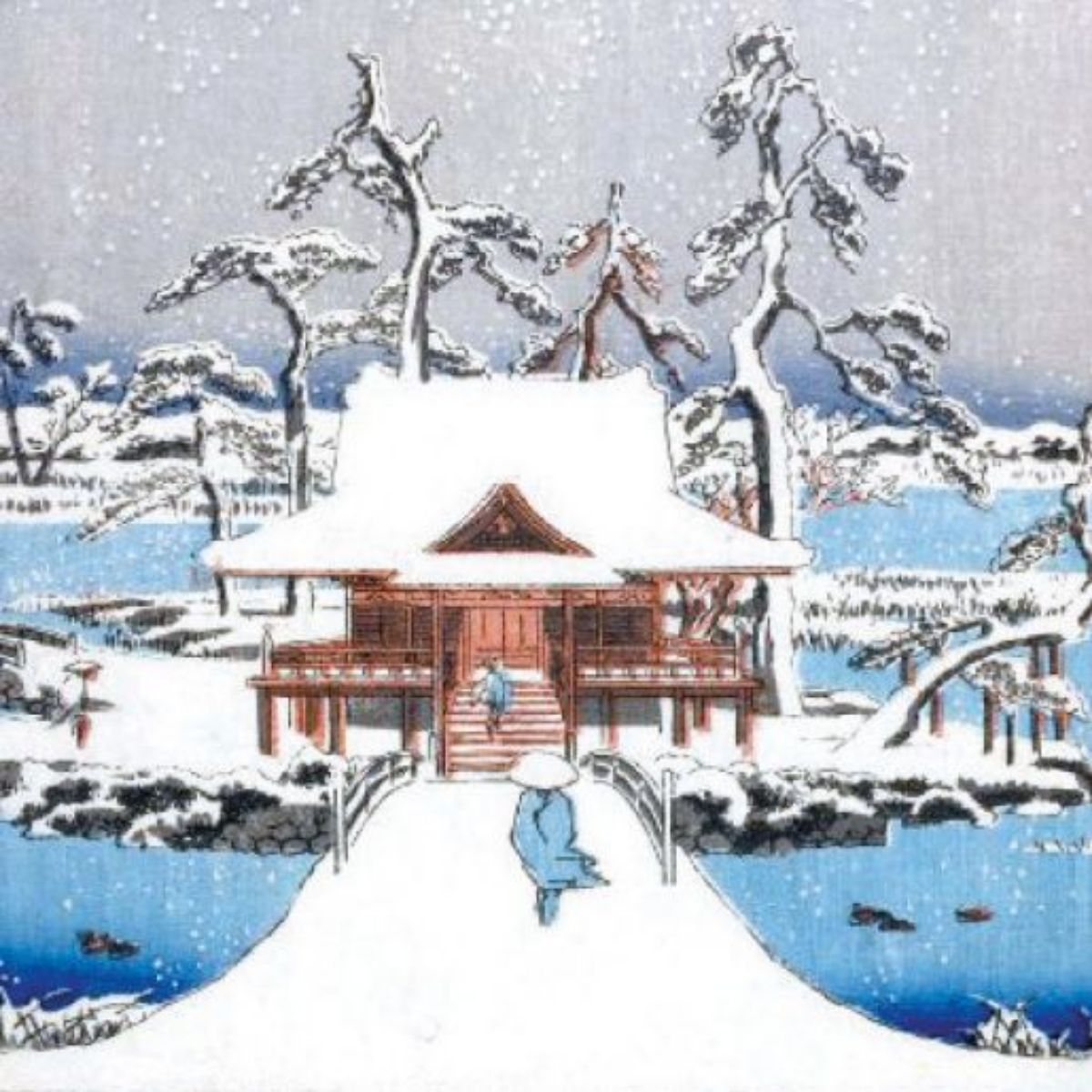 Winter Woodblock Prints x20: Christmas Cards