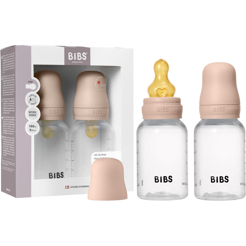 Køb Bibs Blush Baby Flaske Round Latex 2-Pak 150 Ml Slow Flow
