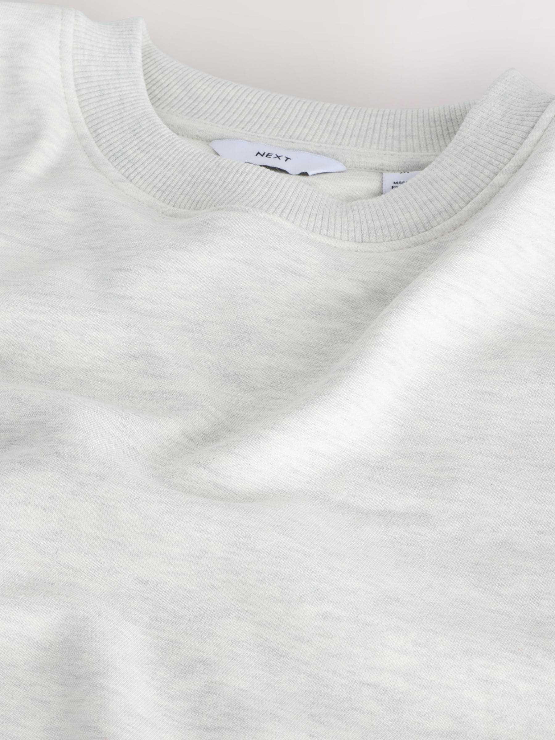 Ecru gemêleerd - Normale Pasvorm - Dik sweatshirt met ronde hals en hoog katoengehalte