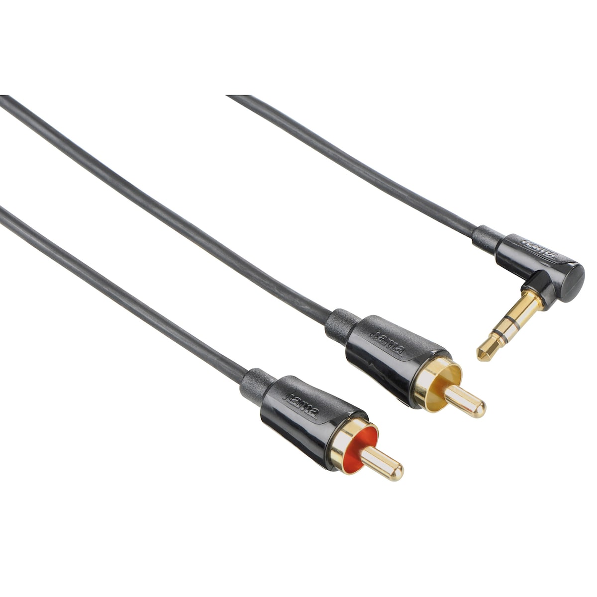 Hama komposittkabel, 90° 3.5 mm jack - 2 x RCA (0.75 m)