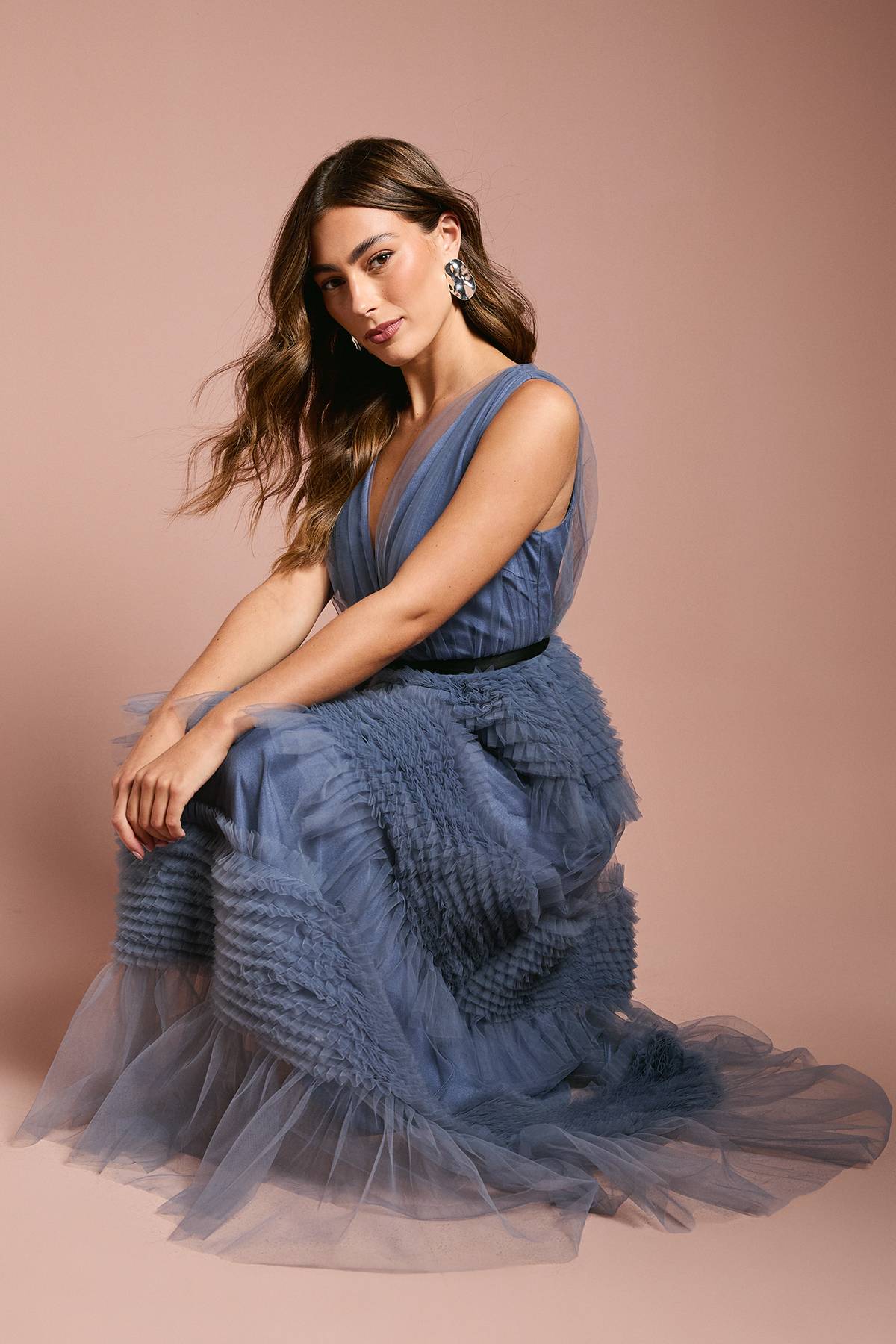 Coast Robe Longue Sans Manches à Encolure Portefeuille en Maille