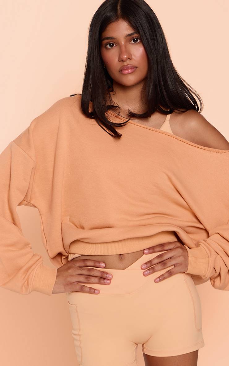 Pêche Sweat-shirt Oversize Épaules Dénudées