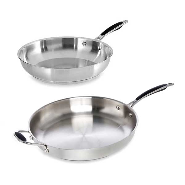 Lot de 2 poêles tout inox Excell’Inox 28 et 32 cm Mathon