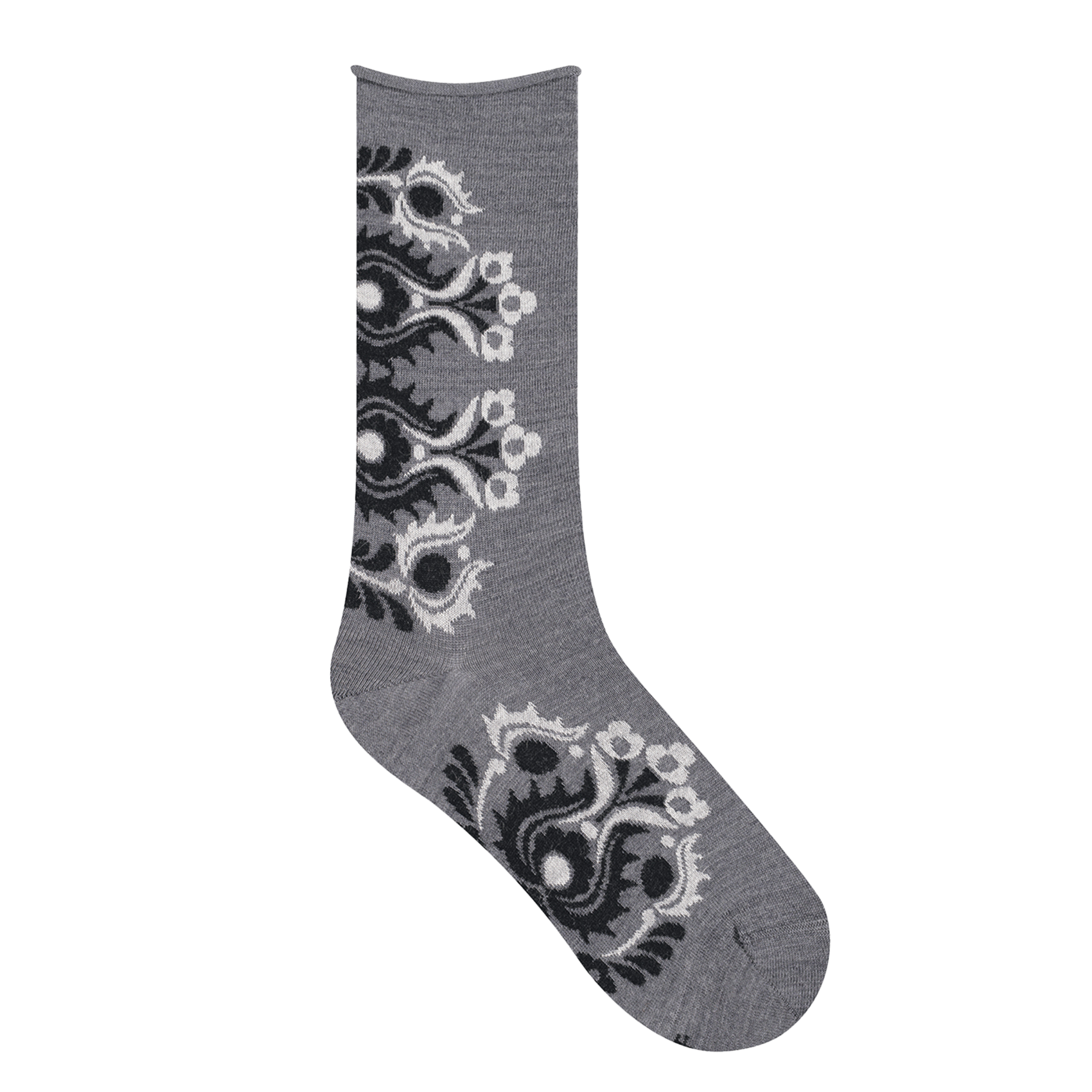 FOLKE - Chaussettes en laine mélangée imprimé | Gris