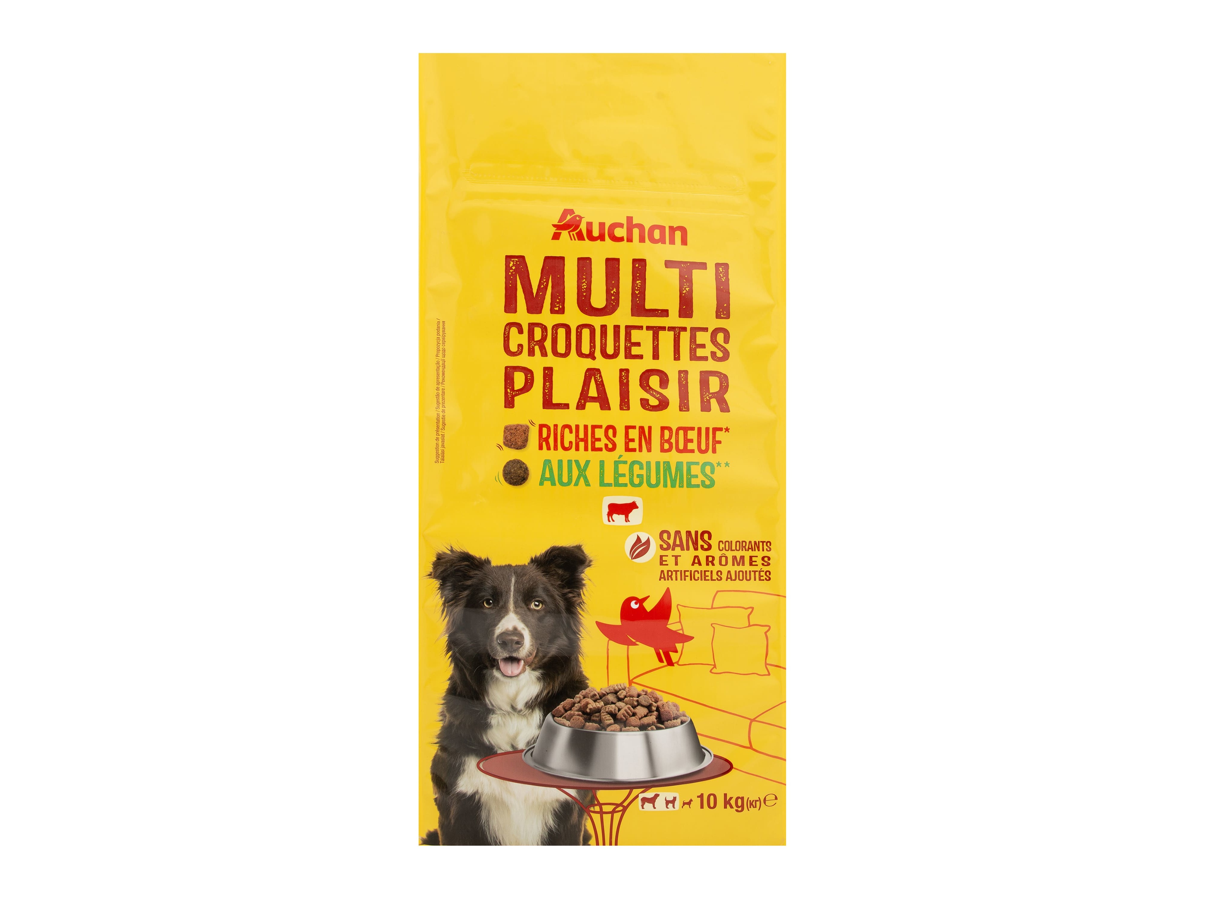 RAÇÃO PARA CÃO AUCHAN PRAZER RICO EM VACA E COM LEGUMES 10KG