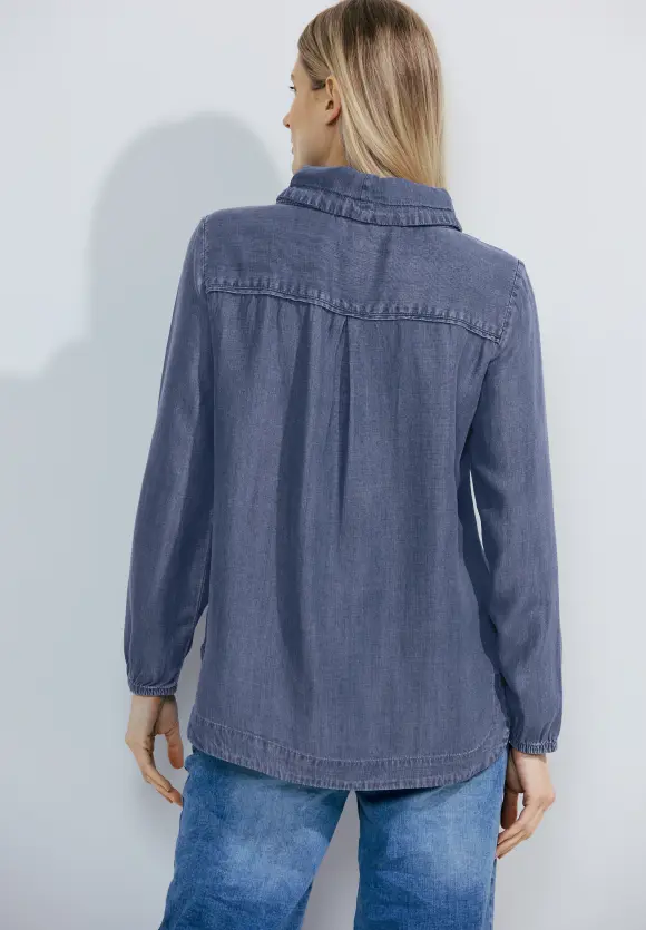 Lyocell Bluse - mid blue wash
