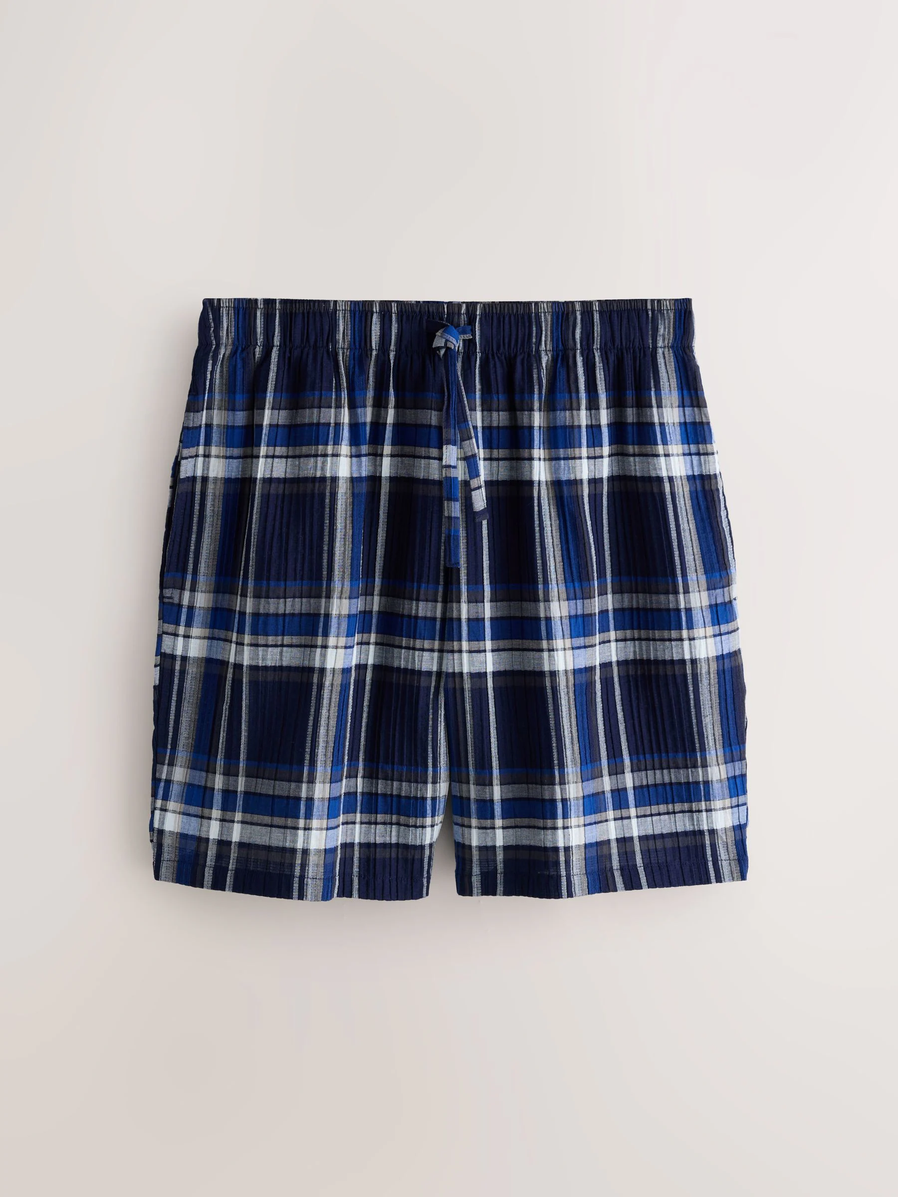 Donkerblauw - Geruite pyjama met korte mouwen