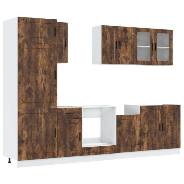 vidaXL 8 Peças Armário de Cozinha Conjunto Kalmar Carvalho Fumado - 2577047327