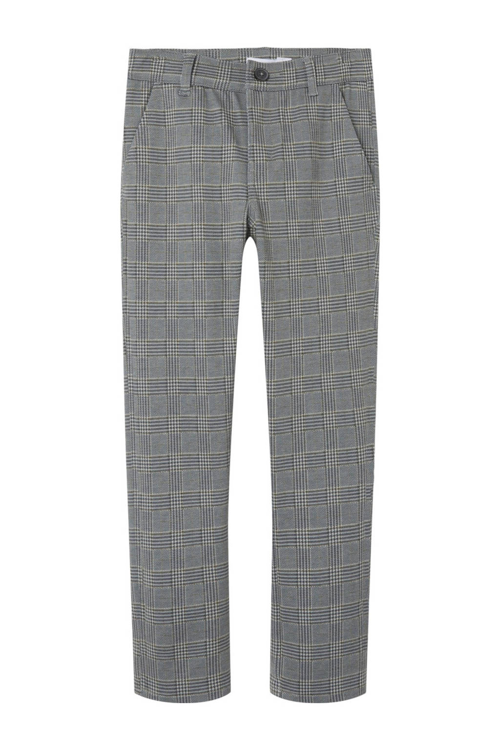 NAME IT geruite slim fit broek NKMSILAS beige/grijs