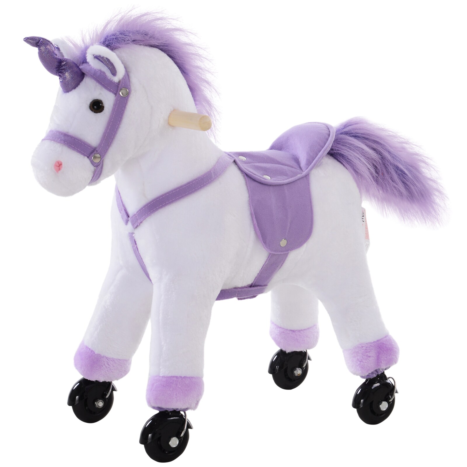 HOMCOM Plüsch-Einhorn auf Rollen weiß, lila 55 x 23 x 60 cm (LxBxH)