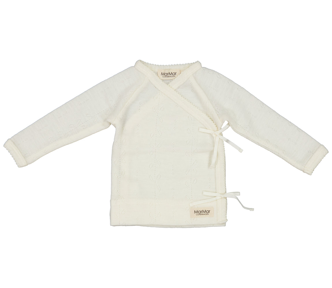 Tut Wrap LS, Uld Pointelle Bluse - Natural