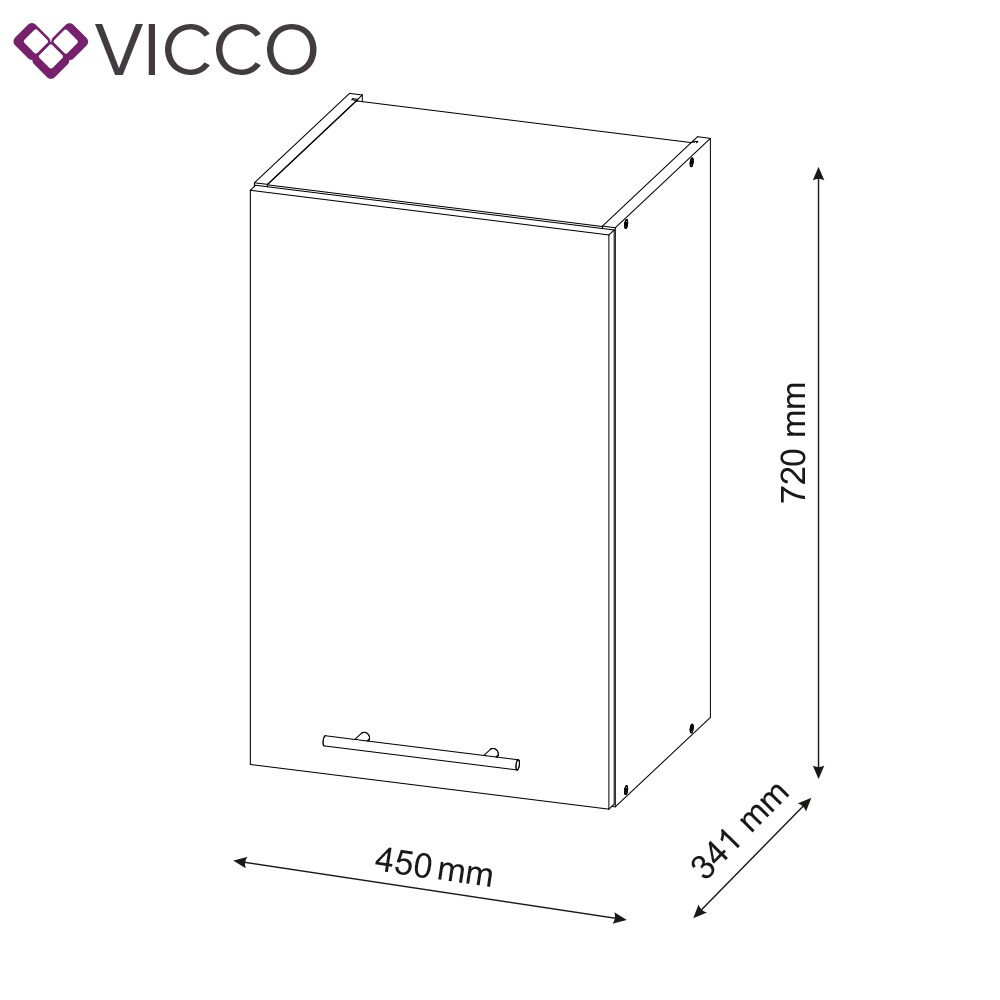 VICCO Hängeschrank 45 cm Anthrazit Küchenzeile Unterschrank Fame