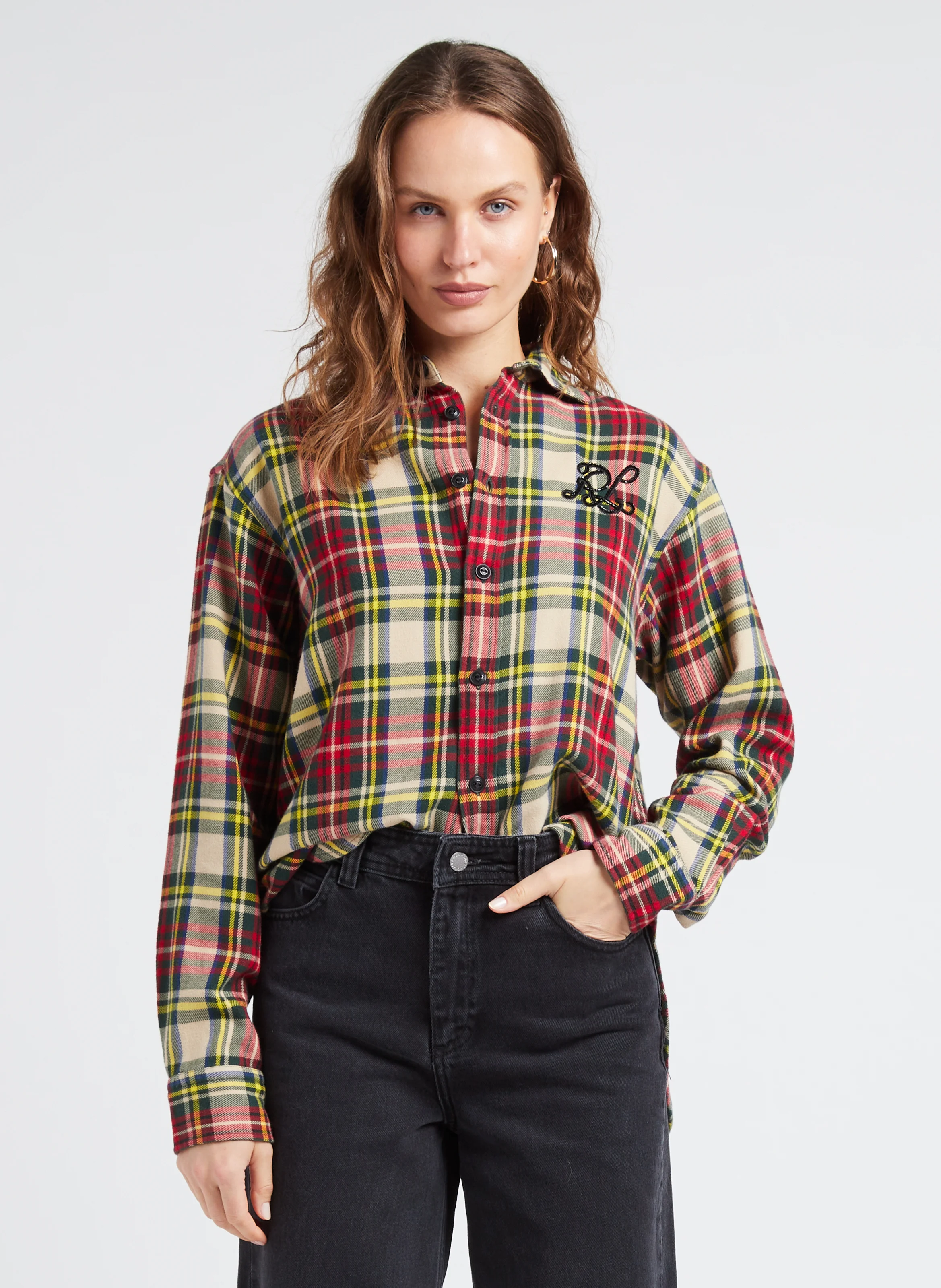 Chemise col classique en coton | Multicolore