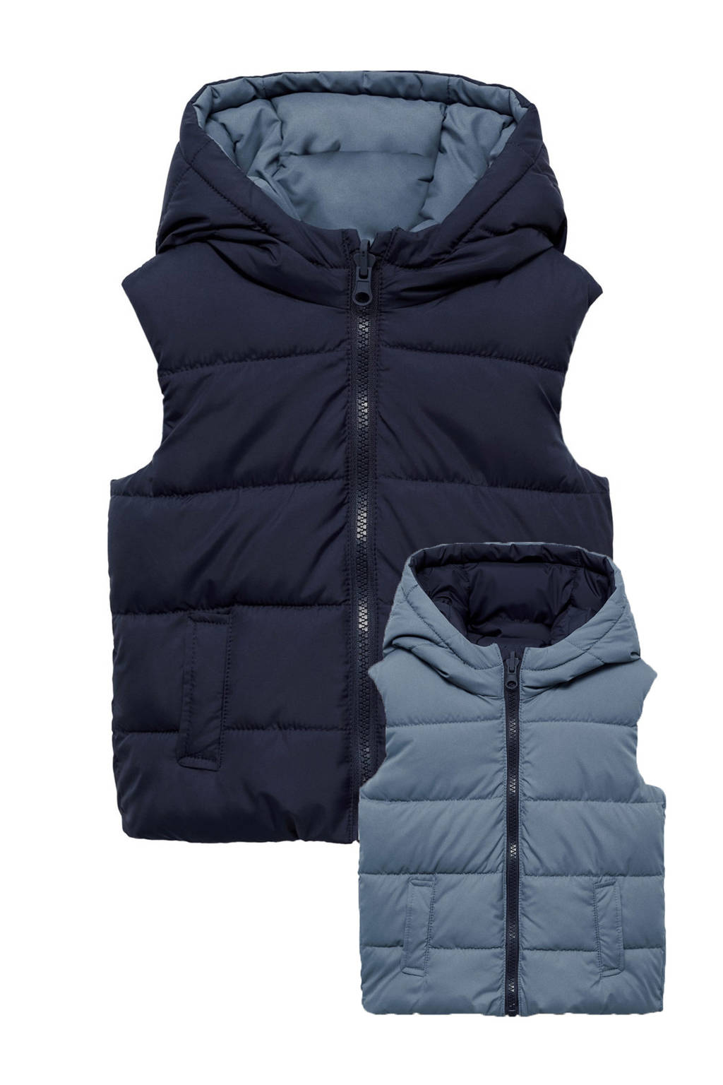Mango Kids reversible bodywarmer donkerblauw/lichtblauw