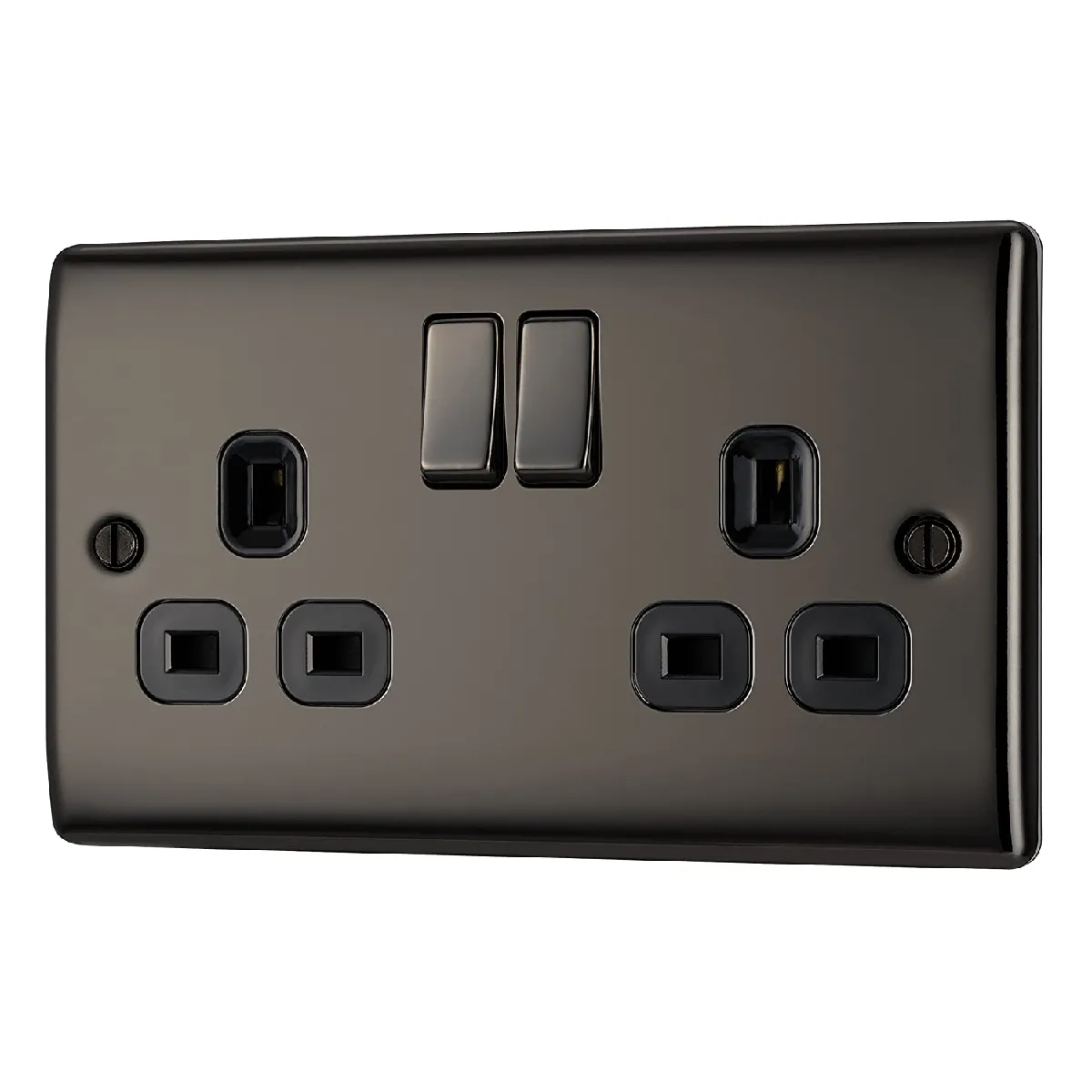 Masterplug Double Prise à Interrupteur - Acier Brossé