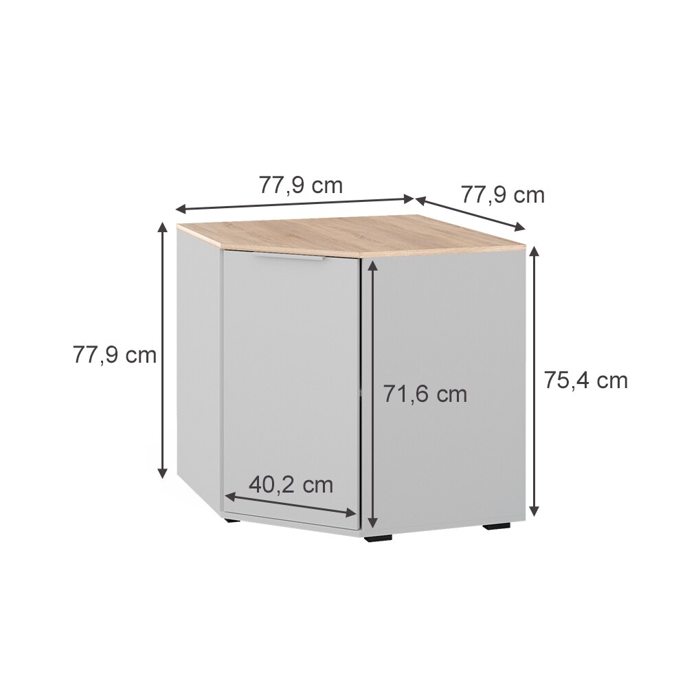Vicco Eckkommode Betti Weiß Sonoma 78 x 78 cm Wohnzimmer 1 Tür