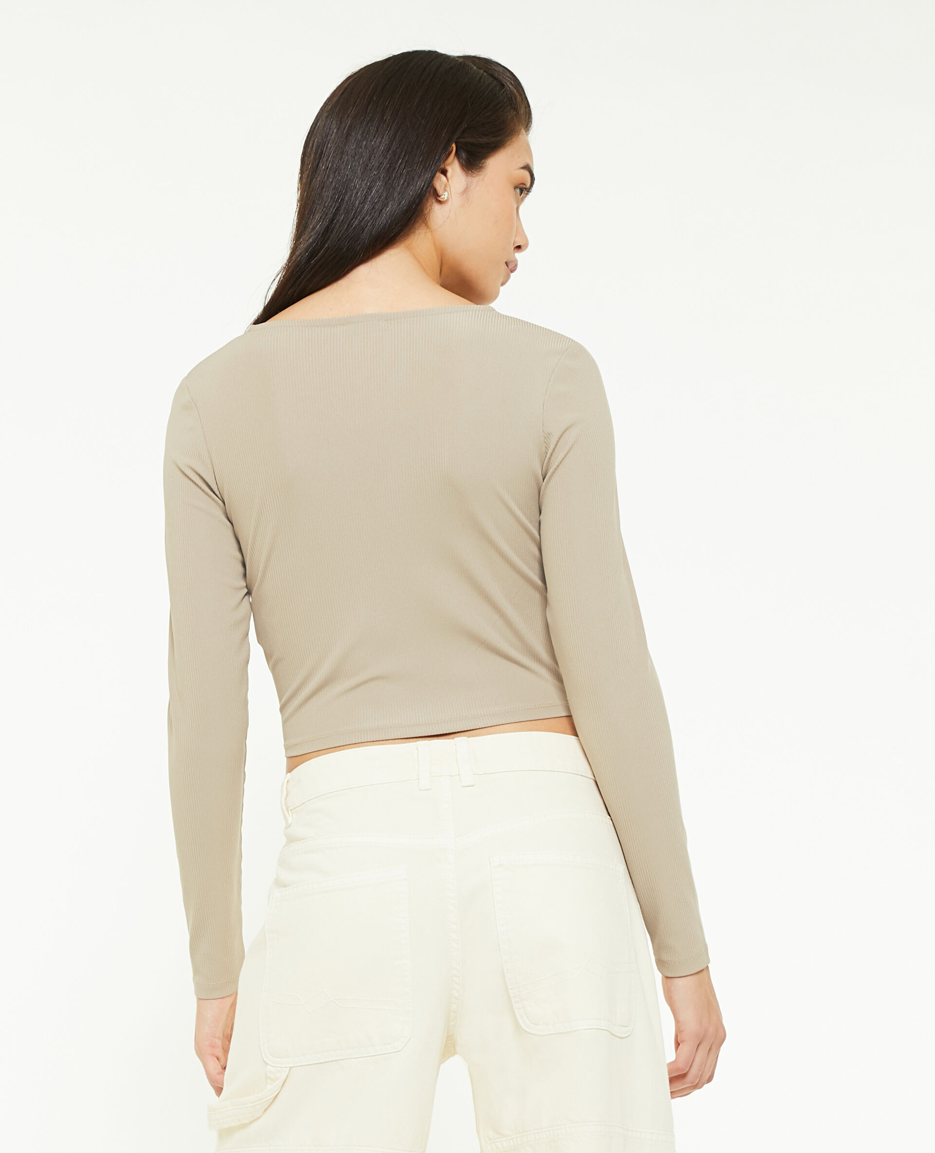 Top encolure carrée effet corset - Gris clair