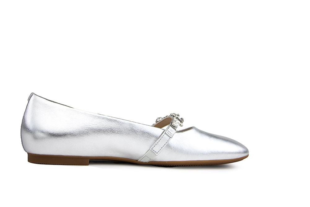 Gabor Bandschoen Shine Metallic Silber Kristal