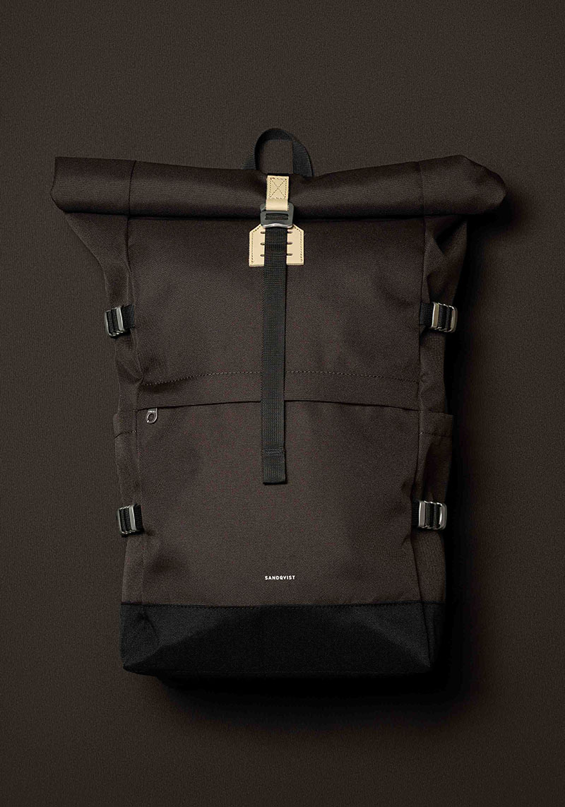 Sandqvist Rucksack Icon Rolltop Backpack L Brown With Natrural Leather
