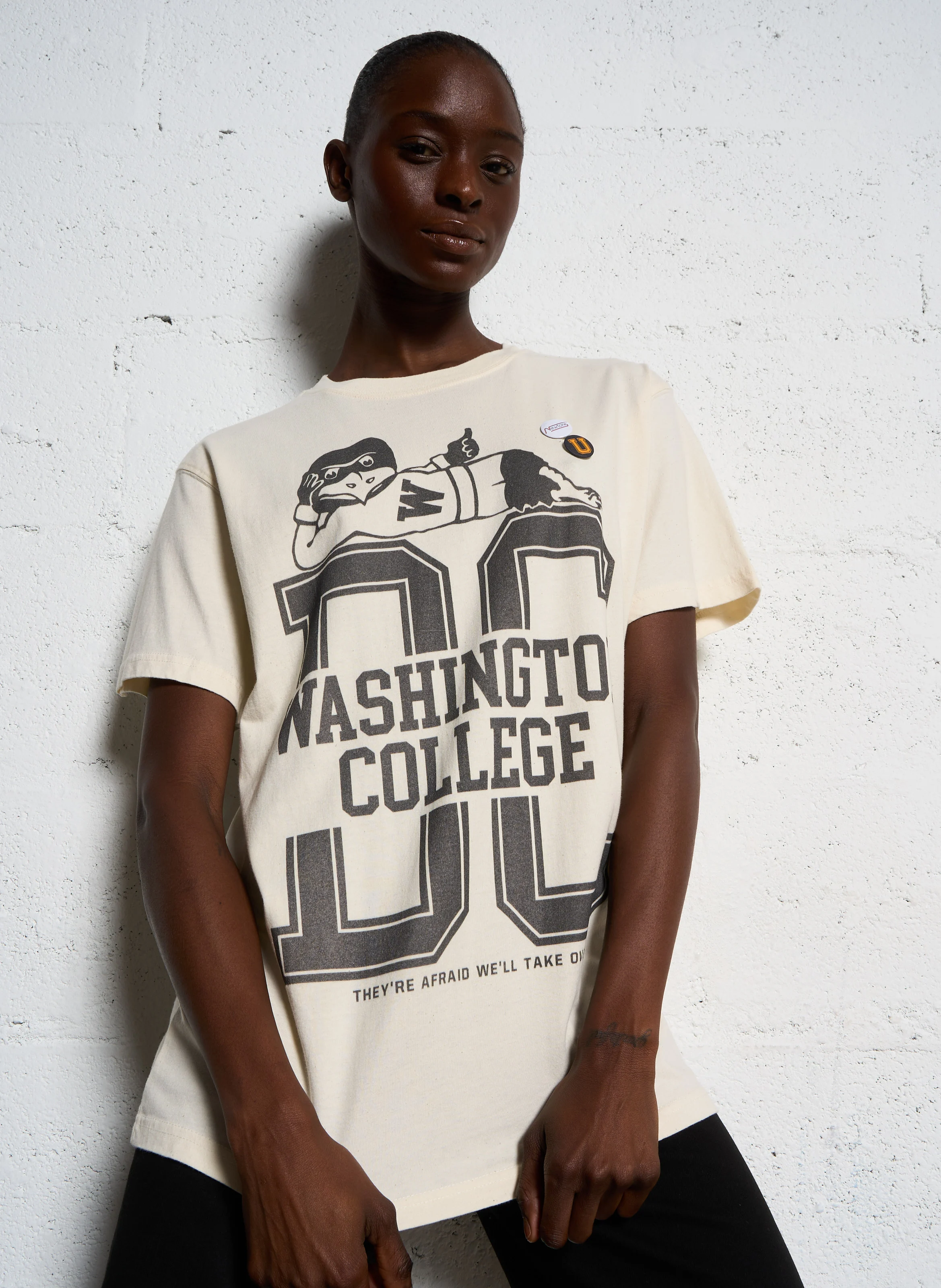 TRUCKER WASHINGTON - Tee-shirt imprimé à pins en coton | Beige