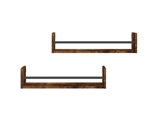 VIDAXL - Etagère murale étagères murales avec barres 2 pcs chêne fumé 60x16x14 cm