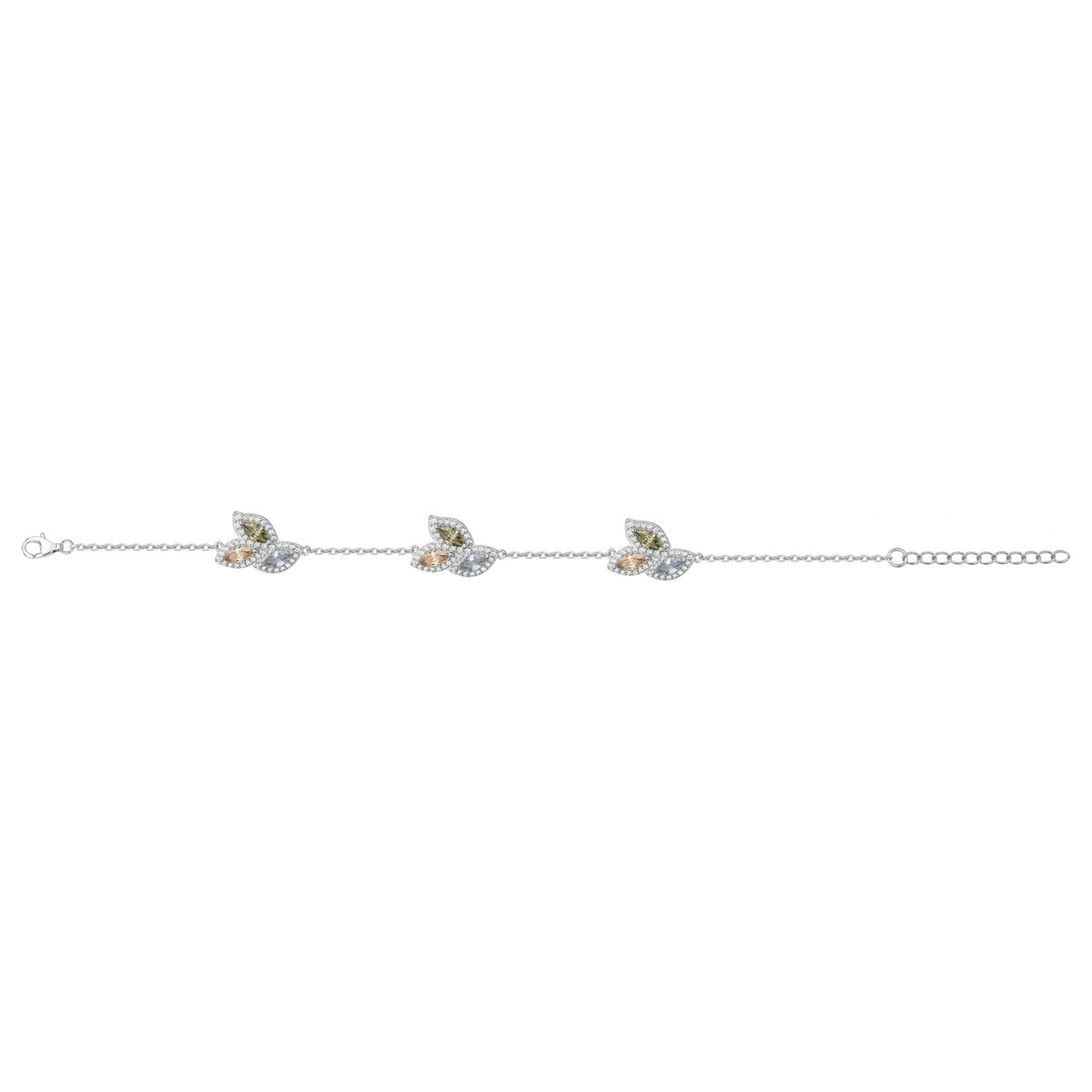 Bracelet souple multi-motifs en Argent avec oxyde de zirconium multicolore