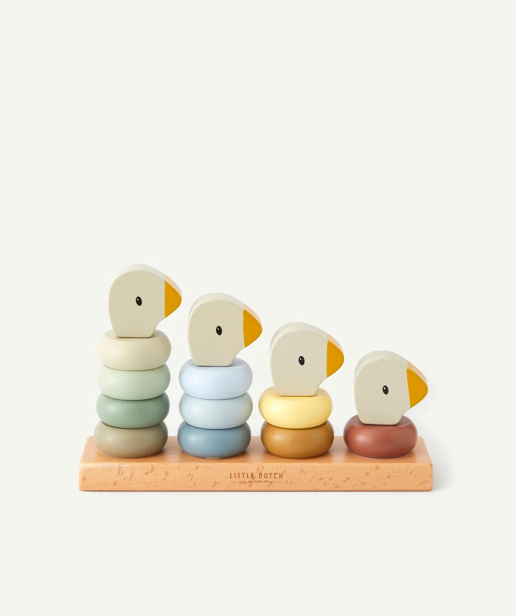 LITTLE DUTCHFAMILLE OIE EN BOIS À EMPILER BÉBÉ