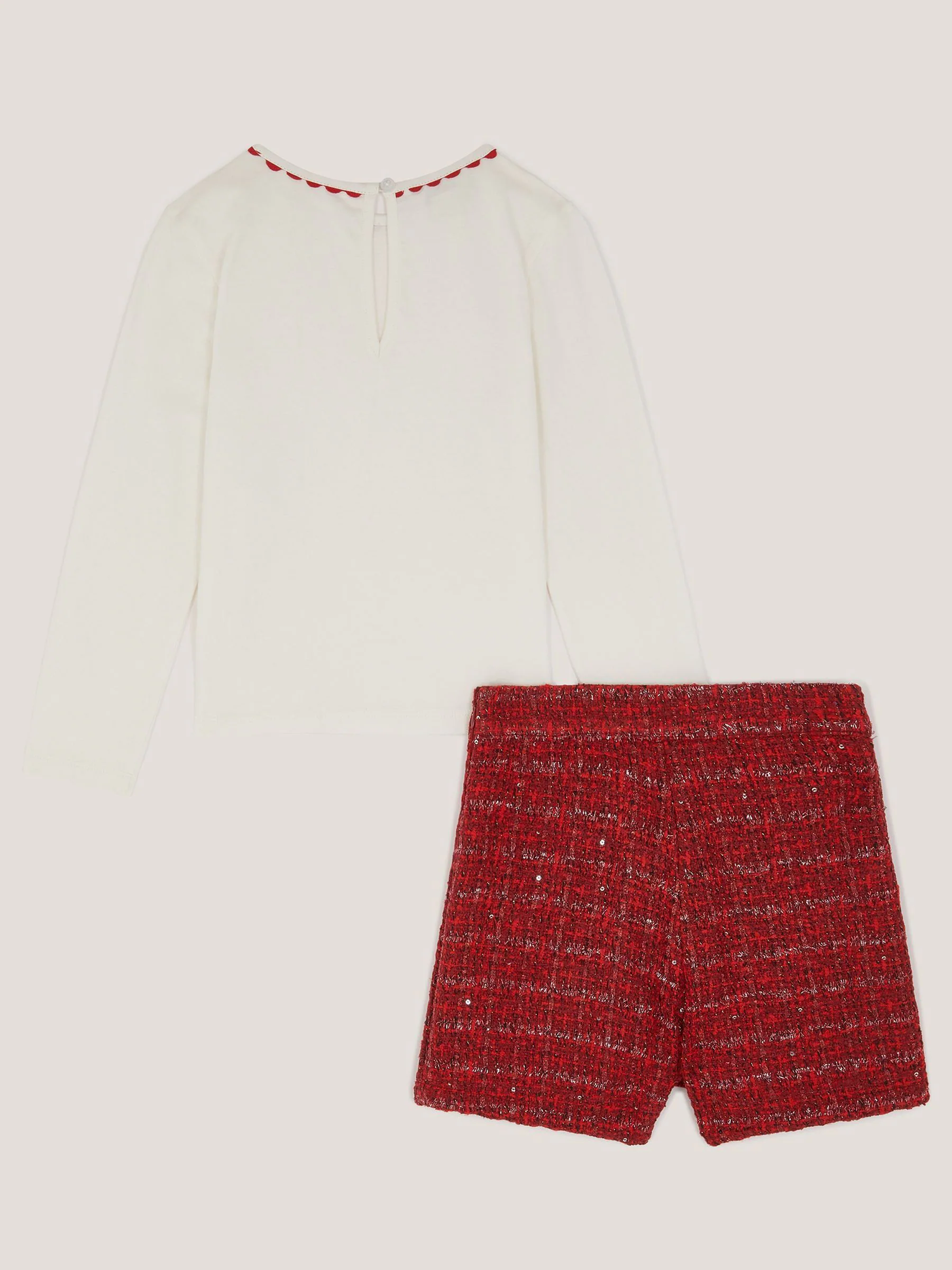 Monsoon Rhinestone Top & Tweed Skort Set