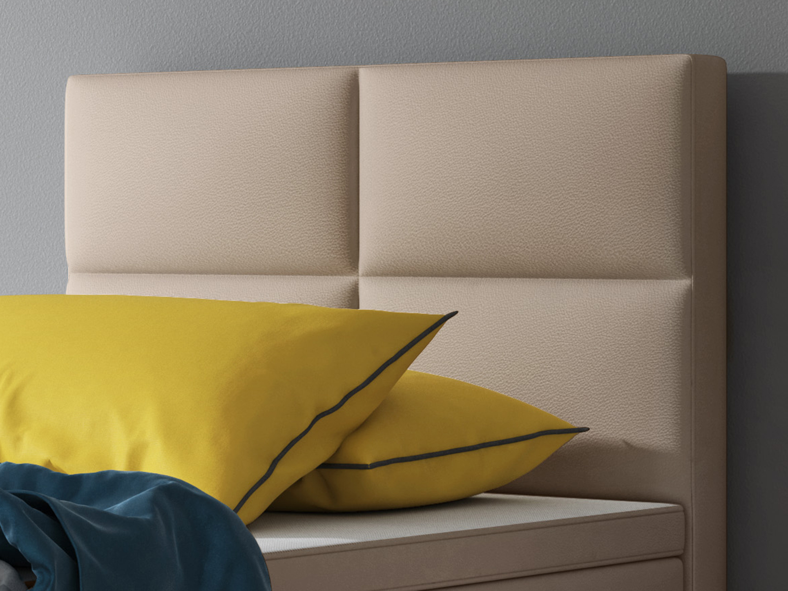 Boxspringbett - beige - Kunstleder - mit Topper - H3 - 90x200 cm