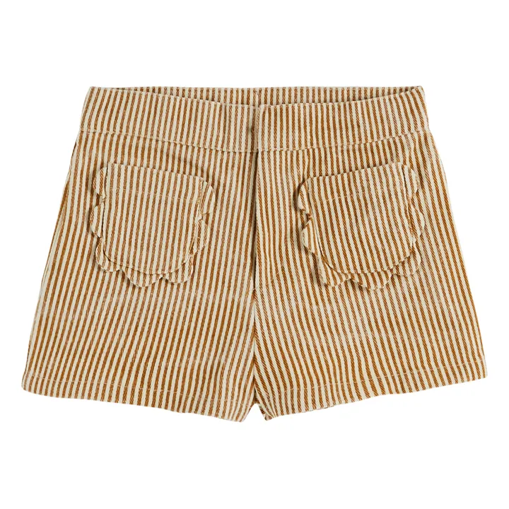 Emile et Ida Short Poches Fleurs Rayé | Camel