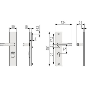 Abus veiligheidsbeslag LSZS 72 mm F1 met doorlopende deurkruk SKG***