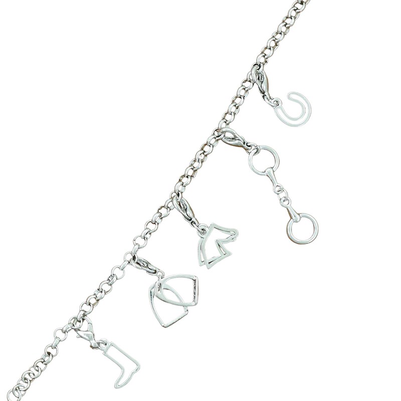 Bracelet cheval avec 5 charm's cheval étain argenté sans nickel