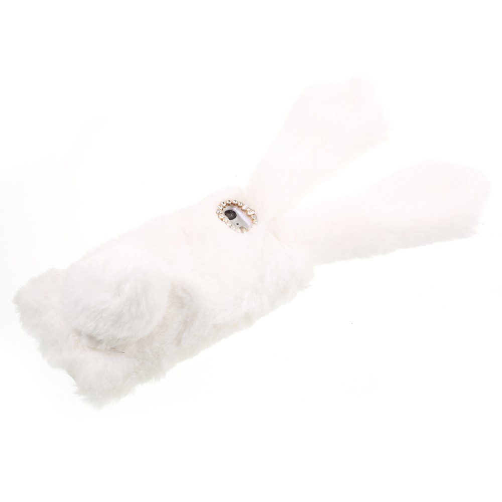 iPhone SE (2022/2020) / 8 / 7 3D Gummi Plüsch Case Hülle Bunny mit Flauschigen Hasenohren - Weiss